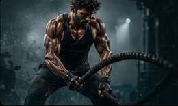 Athlete training with ropes
